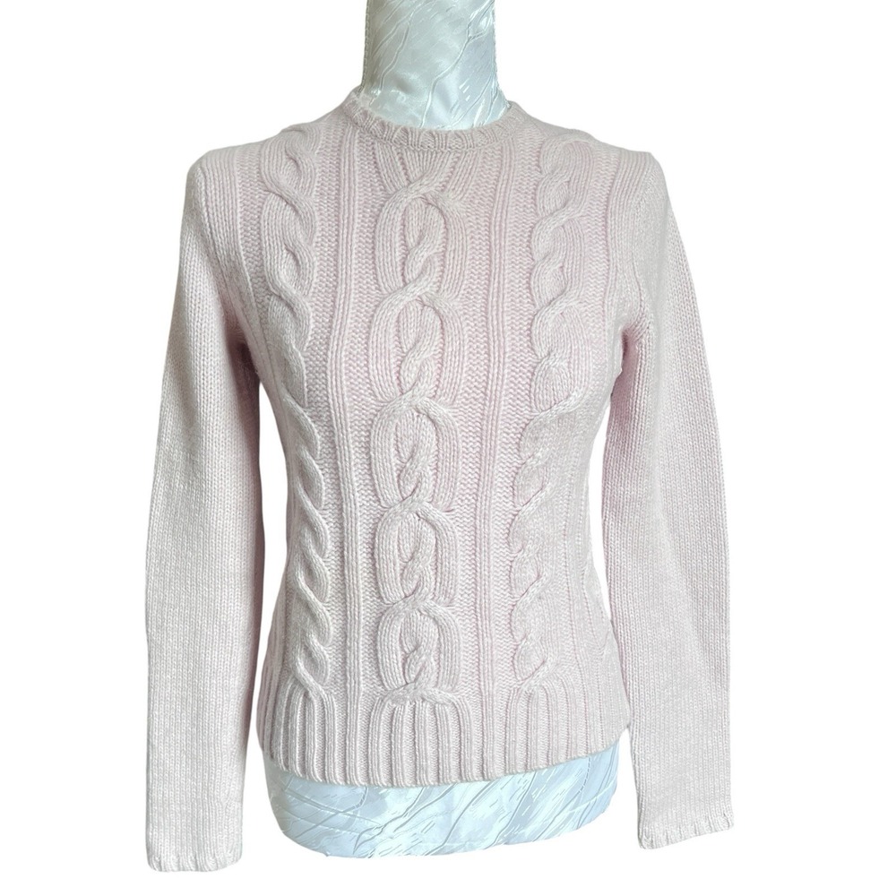 Vintage Y2K GAP Sz XS Soft Pale Pink Cable Knit Wool Angora Blend Sweater Cozy